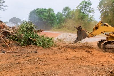 Professional land clearing equipment in action
